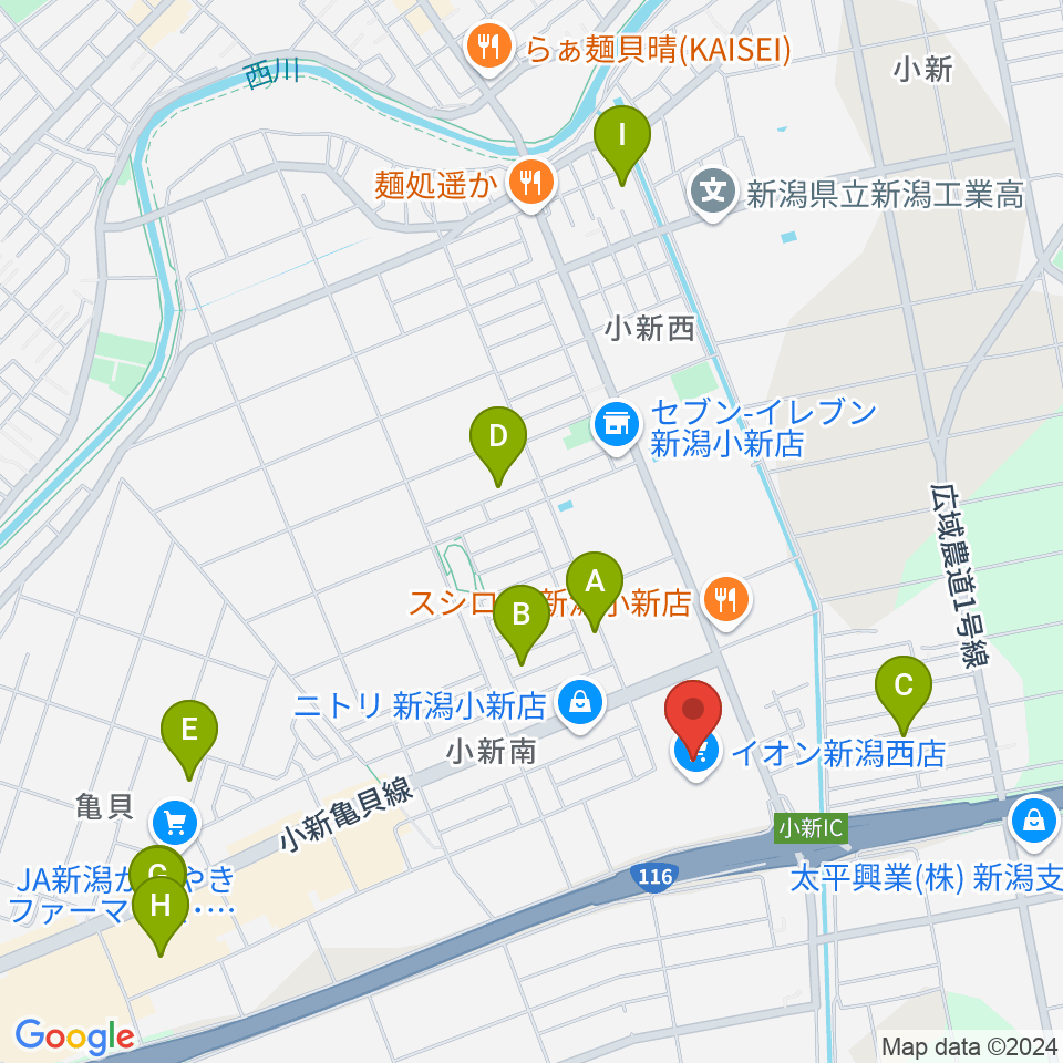 イオンシネマ新潟西周辺の駐車場・コインパーキング一覧地図