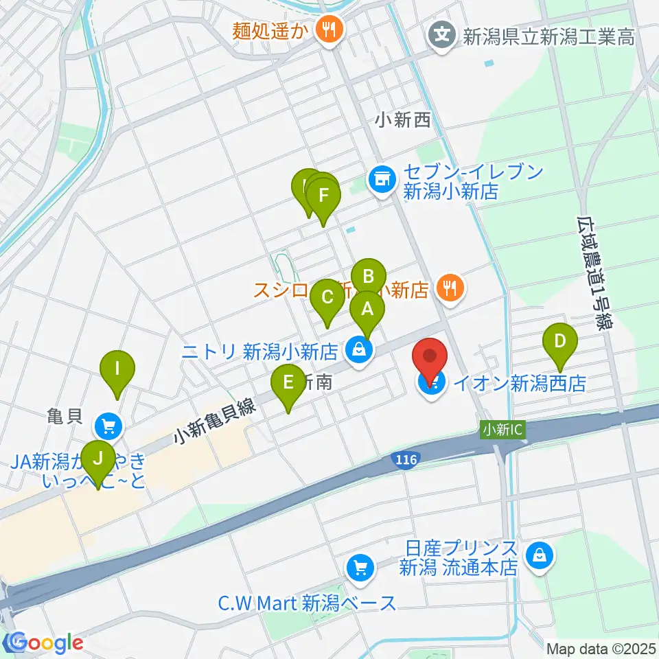 イオンシネマ新潟西周辺の駐車場・コインパーキング一覧地図