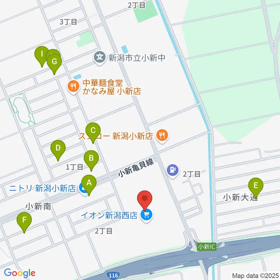 イオンシネマ新潟西周辺の駐車場・コインパーキング一覧地図