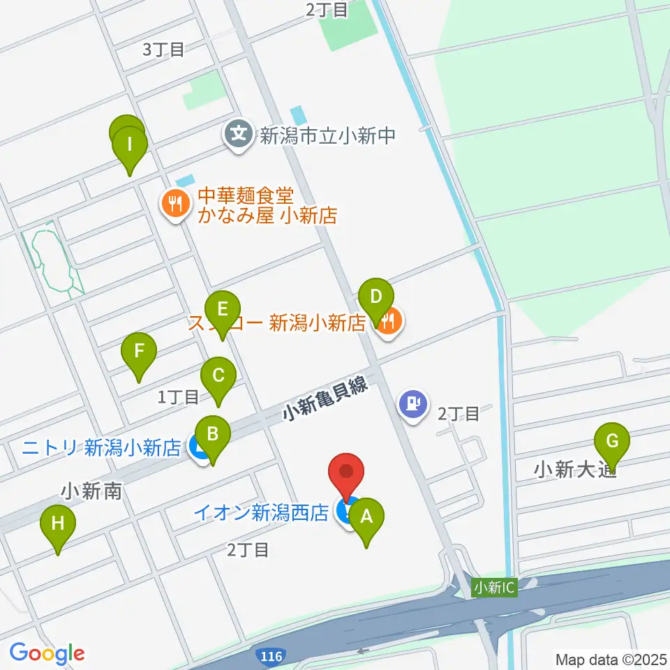 イオンシネマ新潟西周辺の駐車場・コインパーキング一覧地図