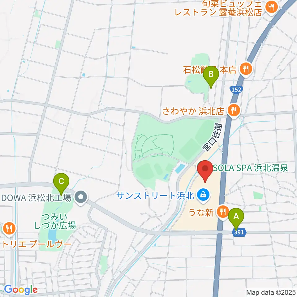 TOHOシネマズサンストリート浜北周辺の駐車場・コインパーキング一覧地図