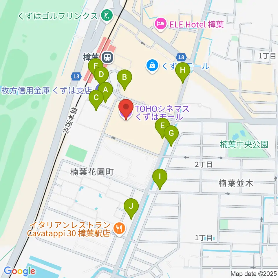 TOHOシネマズくずはモール周辺の駐車場・コインパーキング一覧地図