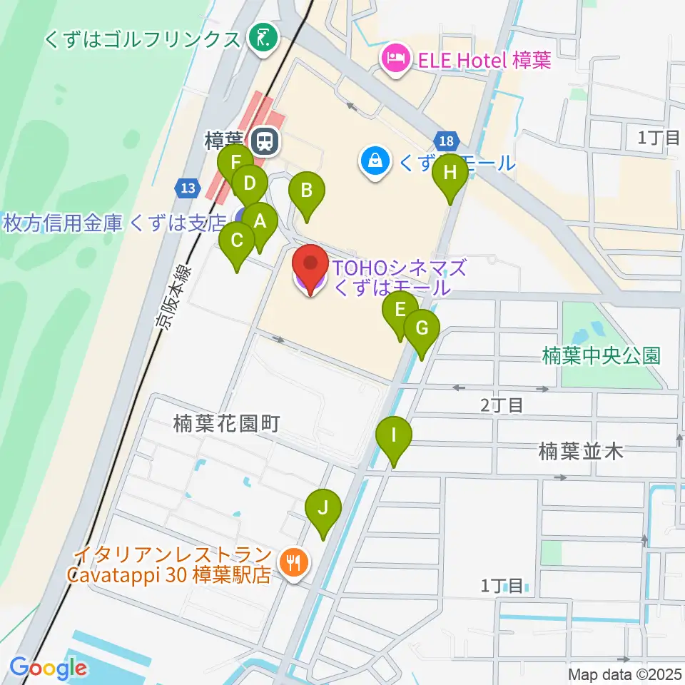 TOHOシネマズくずはモール周辺の駐車場・コインパーキング一覧地図