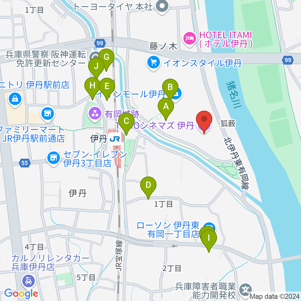 TOHOシネマズ伊丹周辺の駐車場・コインパーキング一覧地図