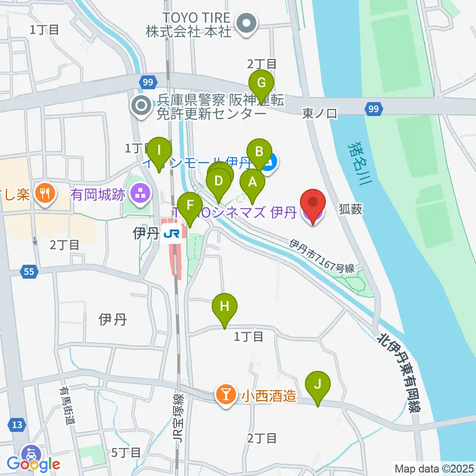 TOHOシネマズ伊丹周辺の駐車場・コインパーキング一覧地図