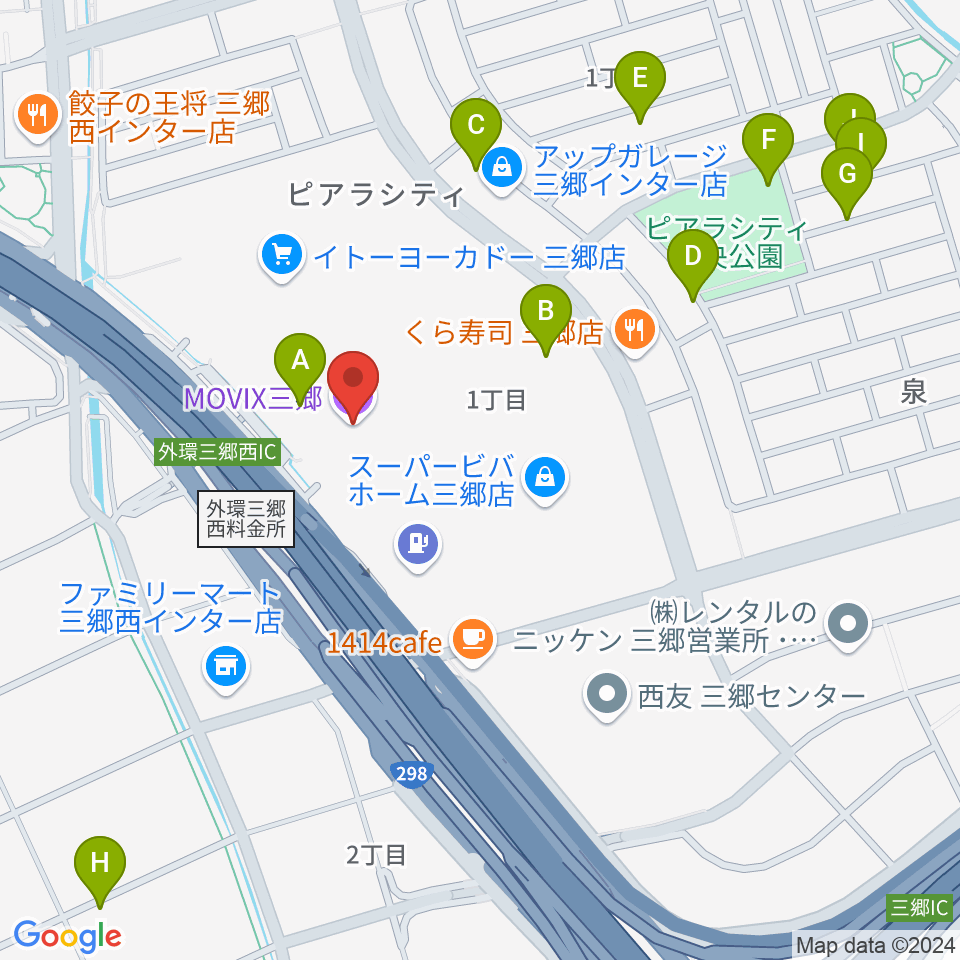 MOVIX三郷周辺の駐車場・コインパーキング一覧地図