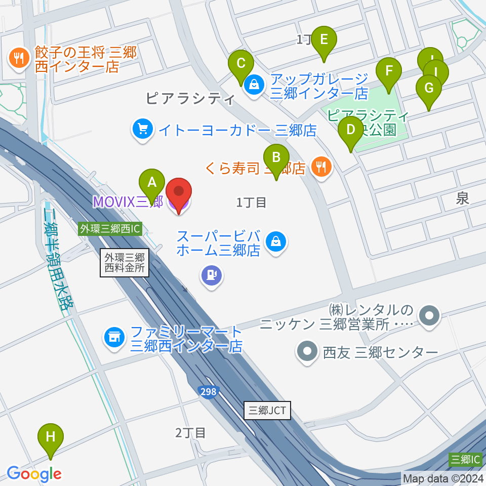 MOVIX三郷周辺の駐車場・コインパーキング一覧地図