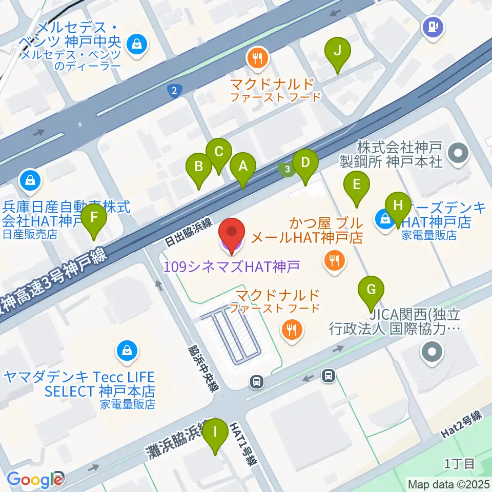 109シネマズHAT神戸周辺の駐車場・コインパーキング一覧地図