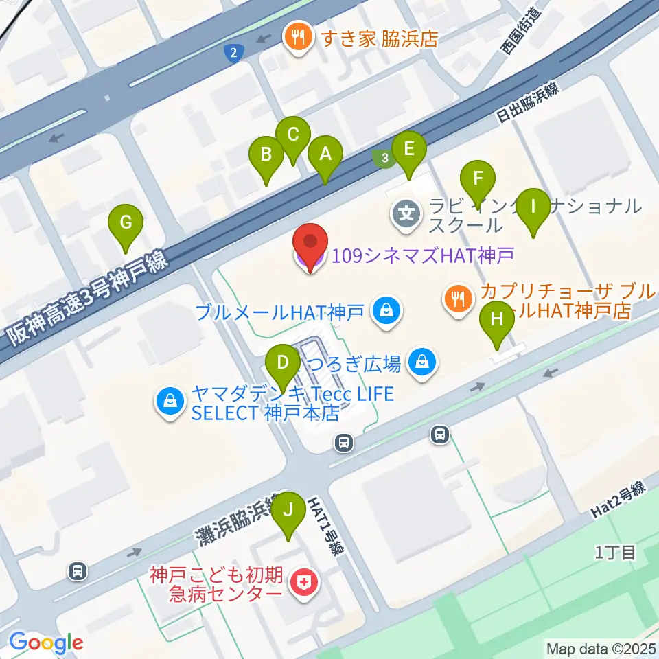 109シネマズHAT神戸周辺の駐車場・コインパーキング一覧地図