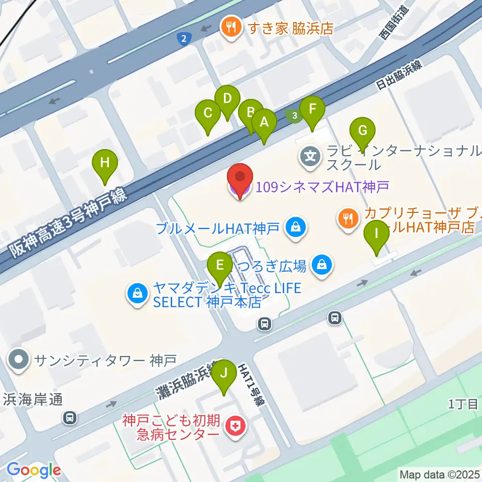 109シネマズHAT神戸周辺の駐車場・コインパーキング一覧地図