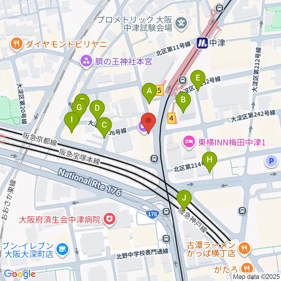 中津Step HALL周辺の駐車場・コインパーキング一覧地図