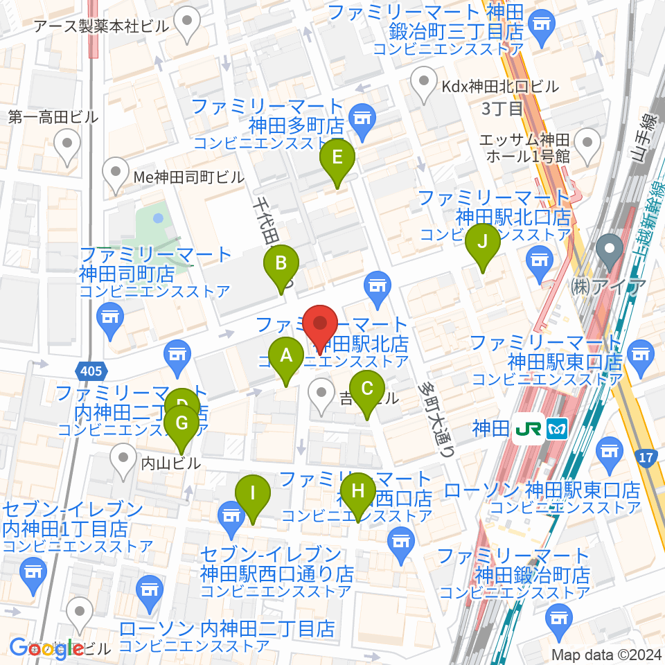 神田 音ステージ周辺の駐車場・コインパーキング一覧地図
