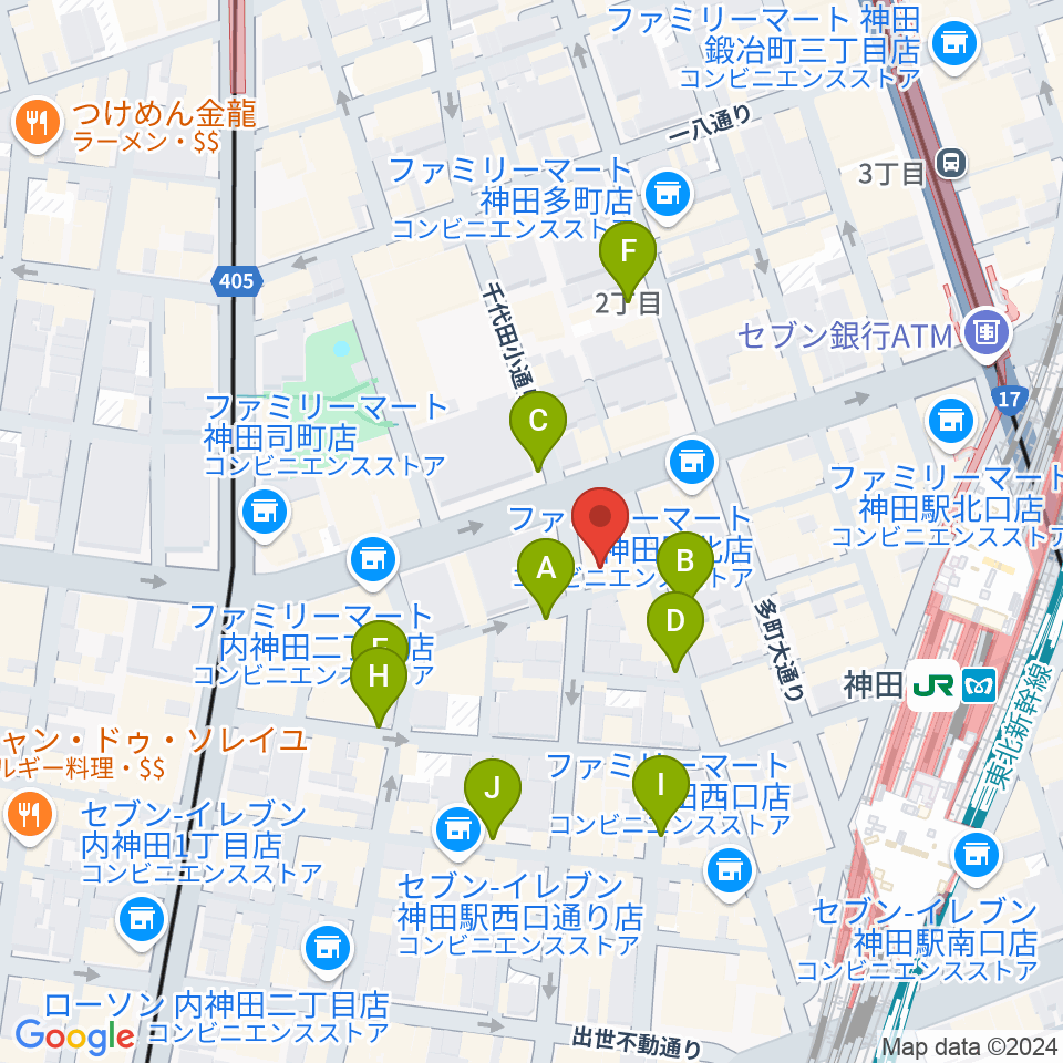 神田 音ステージ周辺の駐車場・コインパーキング一覧地図