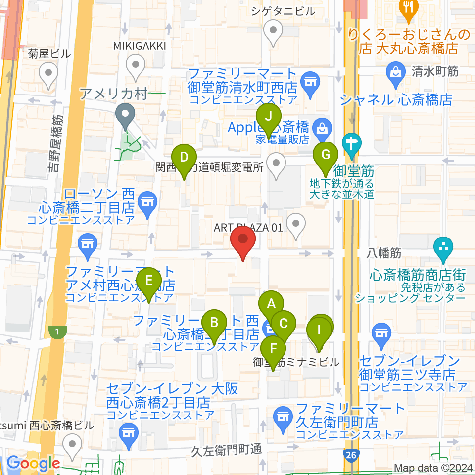 心斎橋 新神楽周辺の駐車場・コインパーキング一覧地図