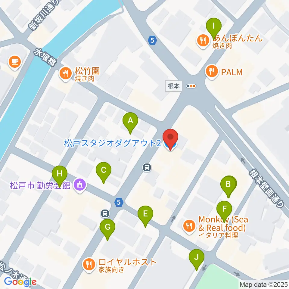 松戸スタジオダグアウト2周辺の駐車場・コインパーキング一覧地図