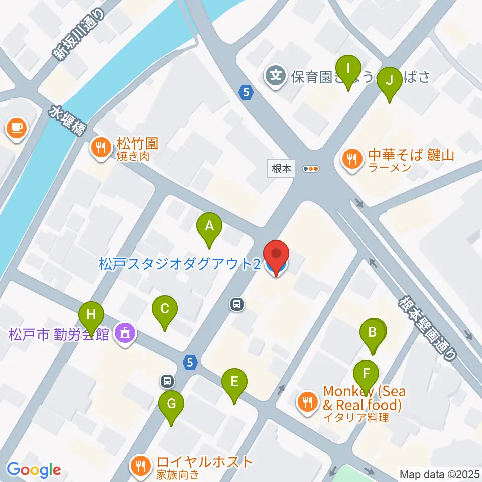 松戸スタジオダグアウト2周辺の駐車場・コインパーキング一覧地図