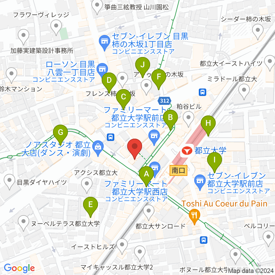 ピアノスタジオノア 都立大店周辺の駐車場・コインパーキング一覧地図