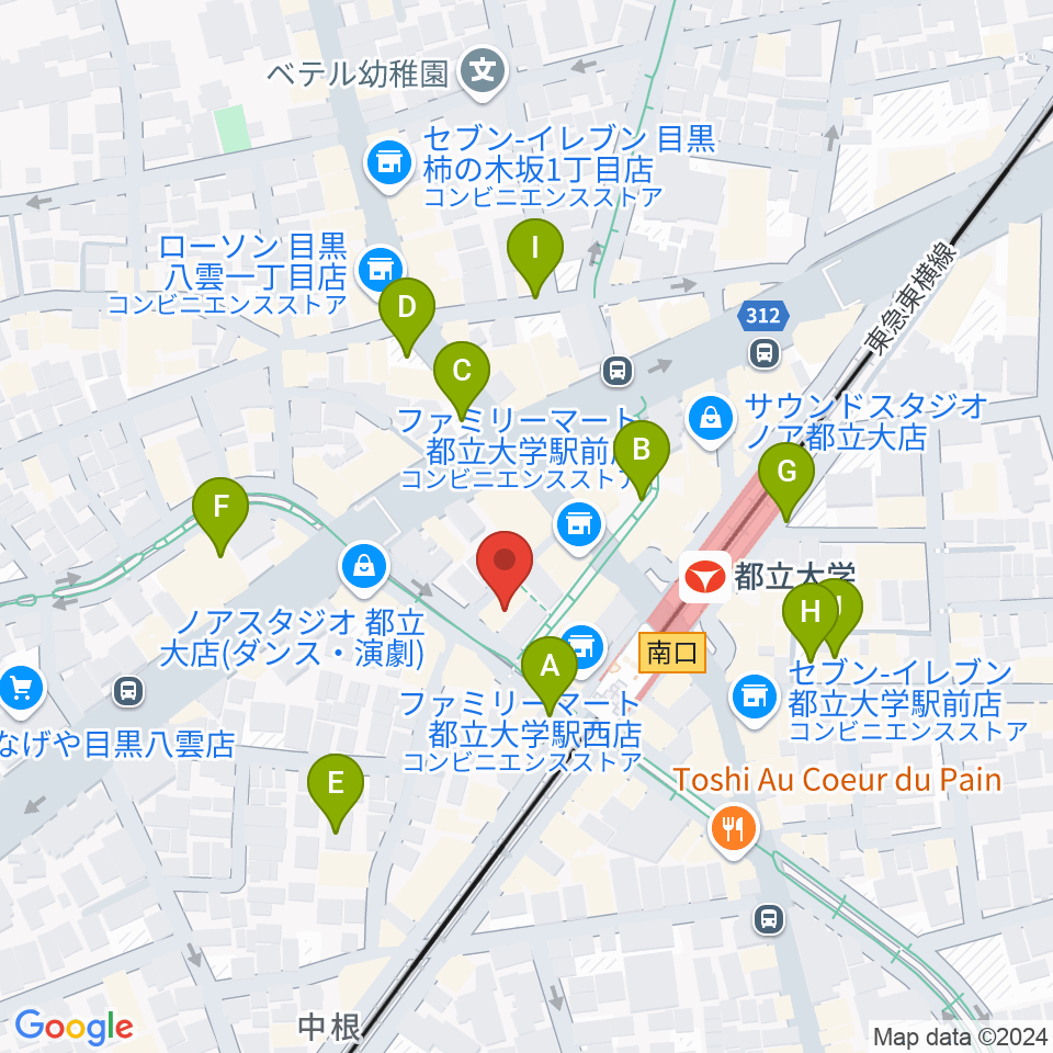 ピアノスタジオノア 都立大店周辺の駐車場・コインパーキング一覧地図