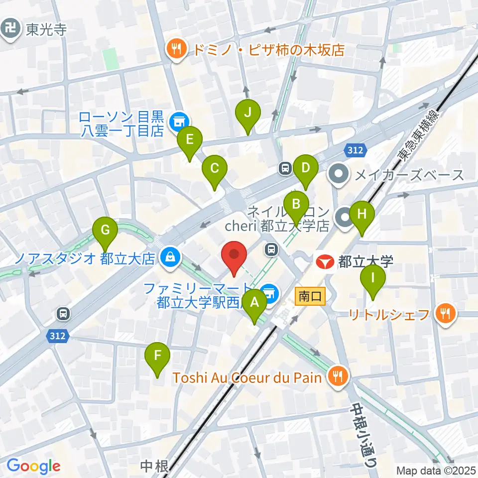 ピアノスタジオノア 都立大店周辺の駐車場・コインパーキング一覧地図