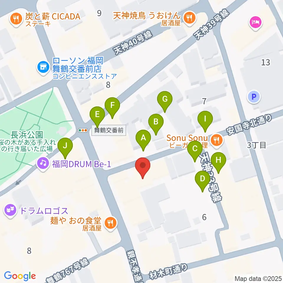 福岡ゴンスタジオ周辺の駐車場・コインパーキング一覧地図