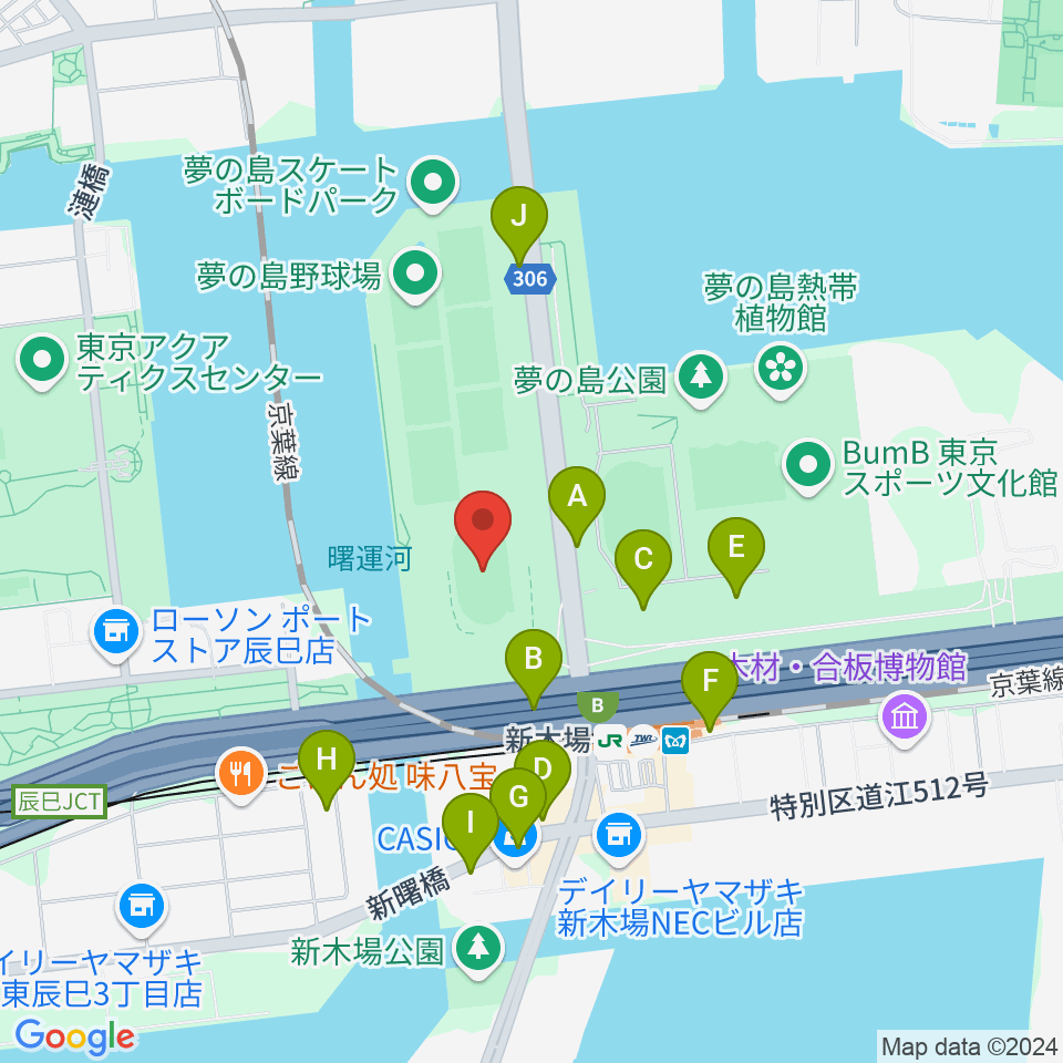 江東区夢の島競技場周辺の駐車場・コインパーキング一覧地図