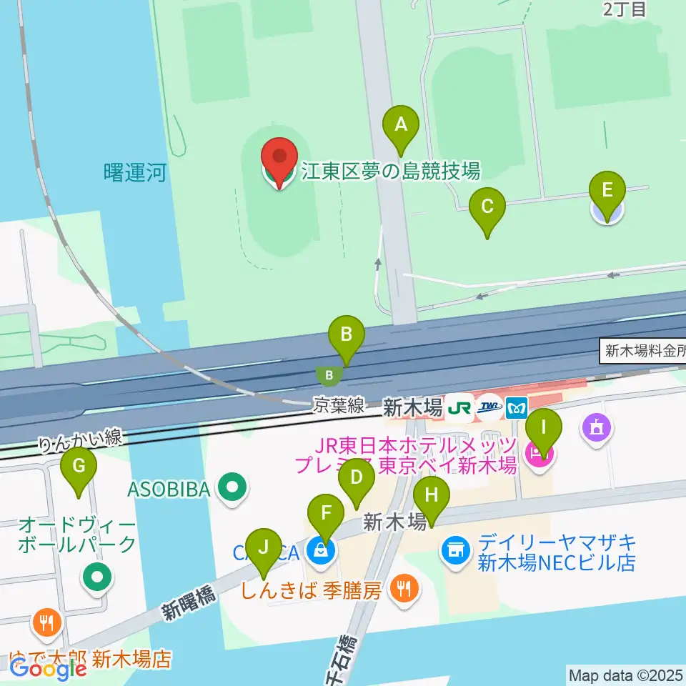 江東区夢の島競技場周辺の駐車場・コインパーキング一覧地図