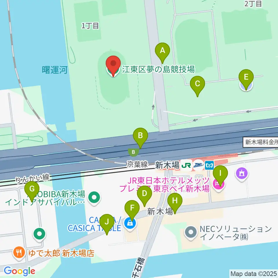 江東区夢の島競技場周辺の駐車場・コインパーキング一覧地図