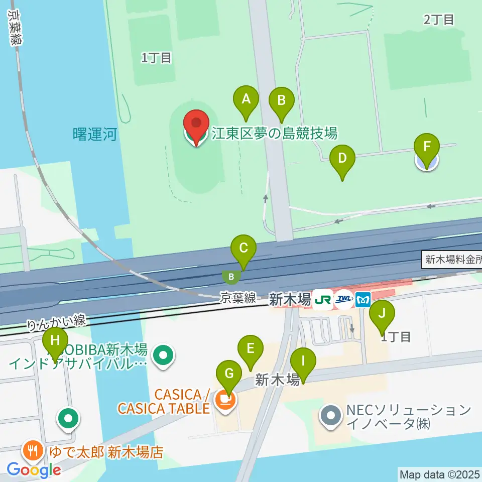 江東区夢の島競技場周辺の駐車場・コインパーキング一覧地図