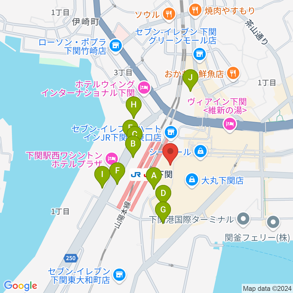 シネマサンシャイン下関周辺の駐車場・コインパーキング一覧地図