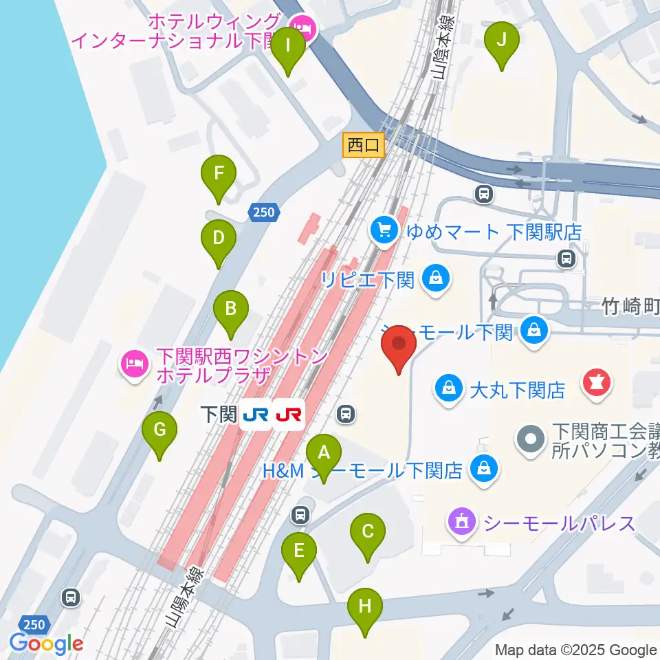シネマサンシャイン下関周辺の駐車場・コインパーキング一覧地図
