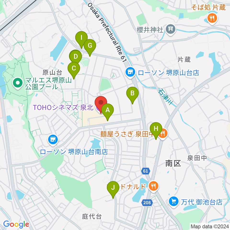 TOHOシネマズ泉北周辺の駐車場・コインパーキング一覧地図