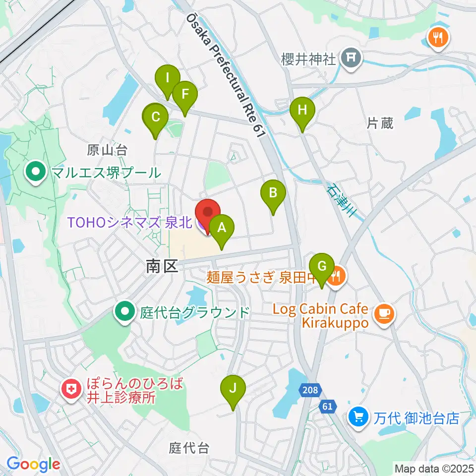 TOHOシネマズ泉北周辺の駐車場・コインパーキング一覧地図