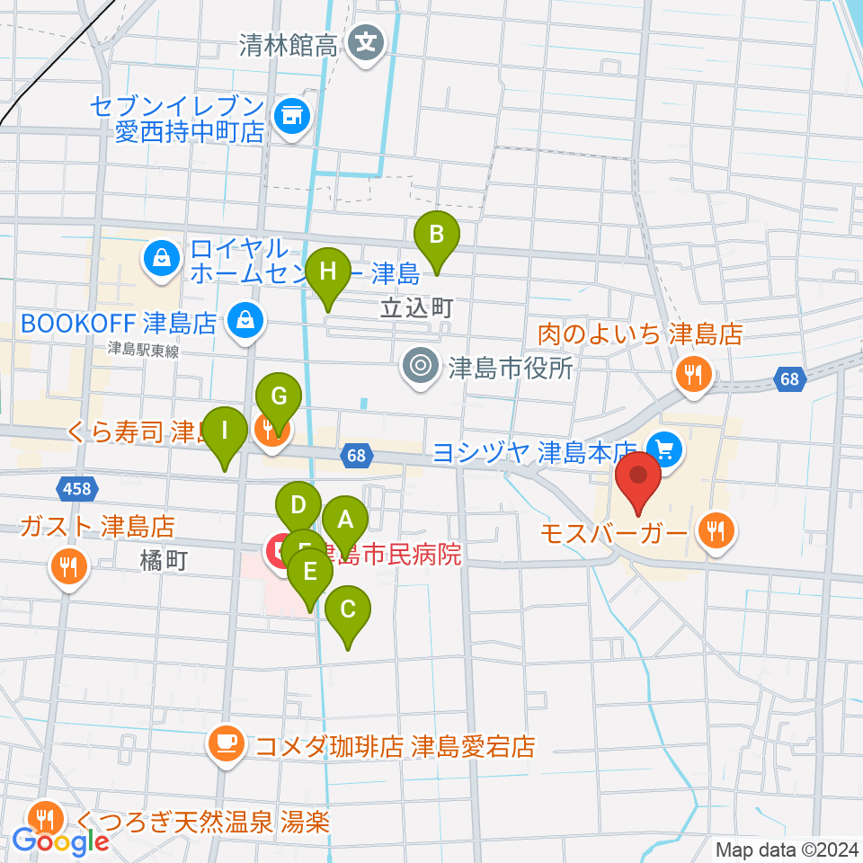 TOHOシネマズ津島周辺の駐車場・コインパーキング一覧地図