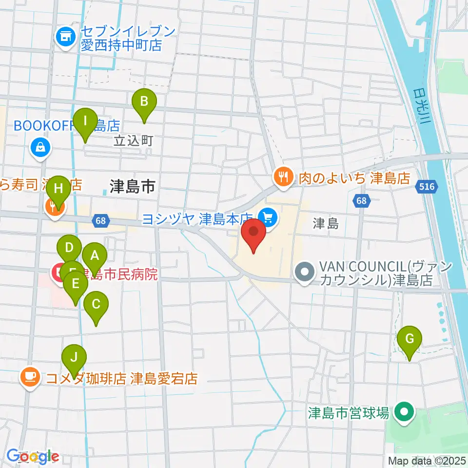 TOHOシネマズ津島周辺の駐車場・コインパーキング一覧地図