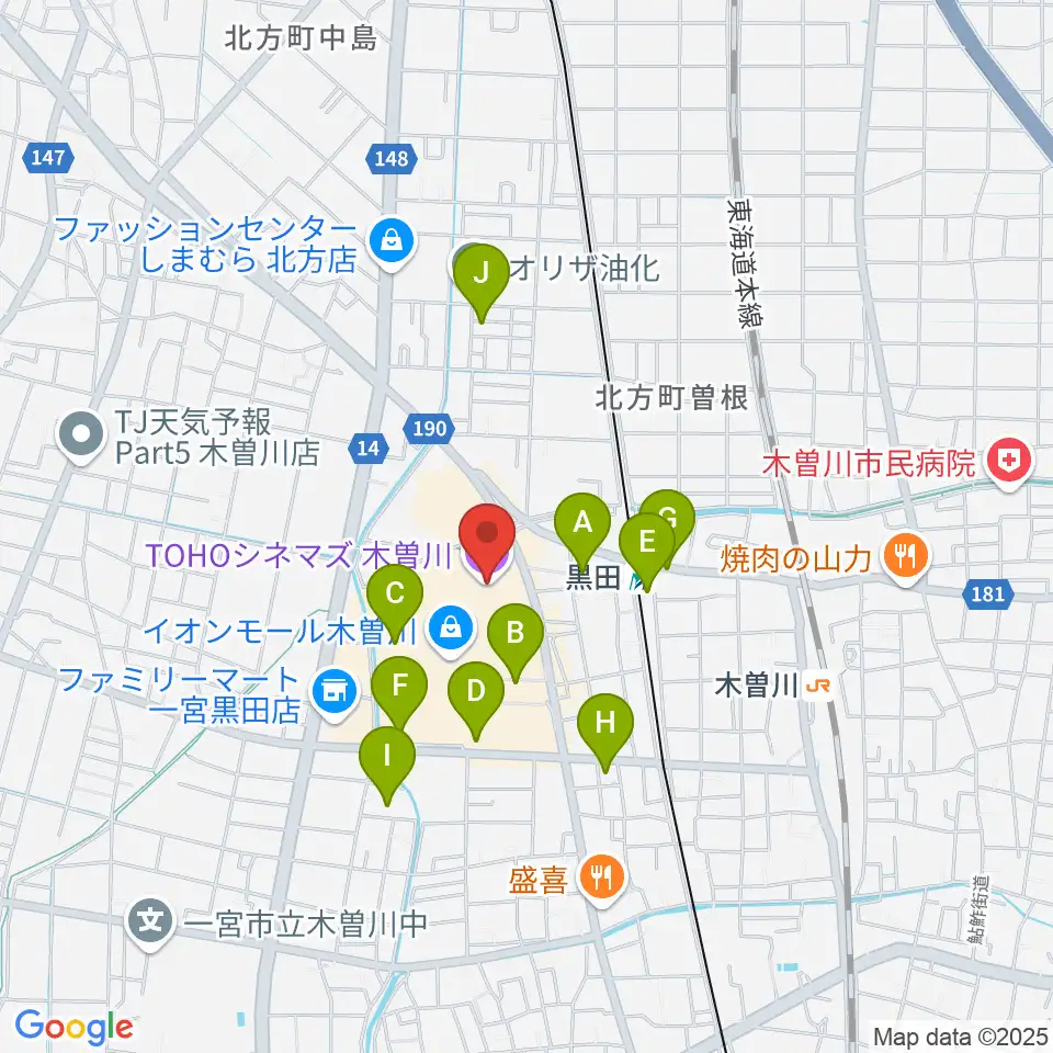 TOHOシネマズ木曽川周辺の駐車場・コインパーキング一覧地図
