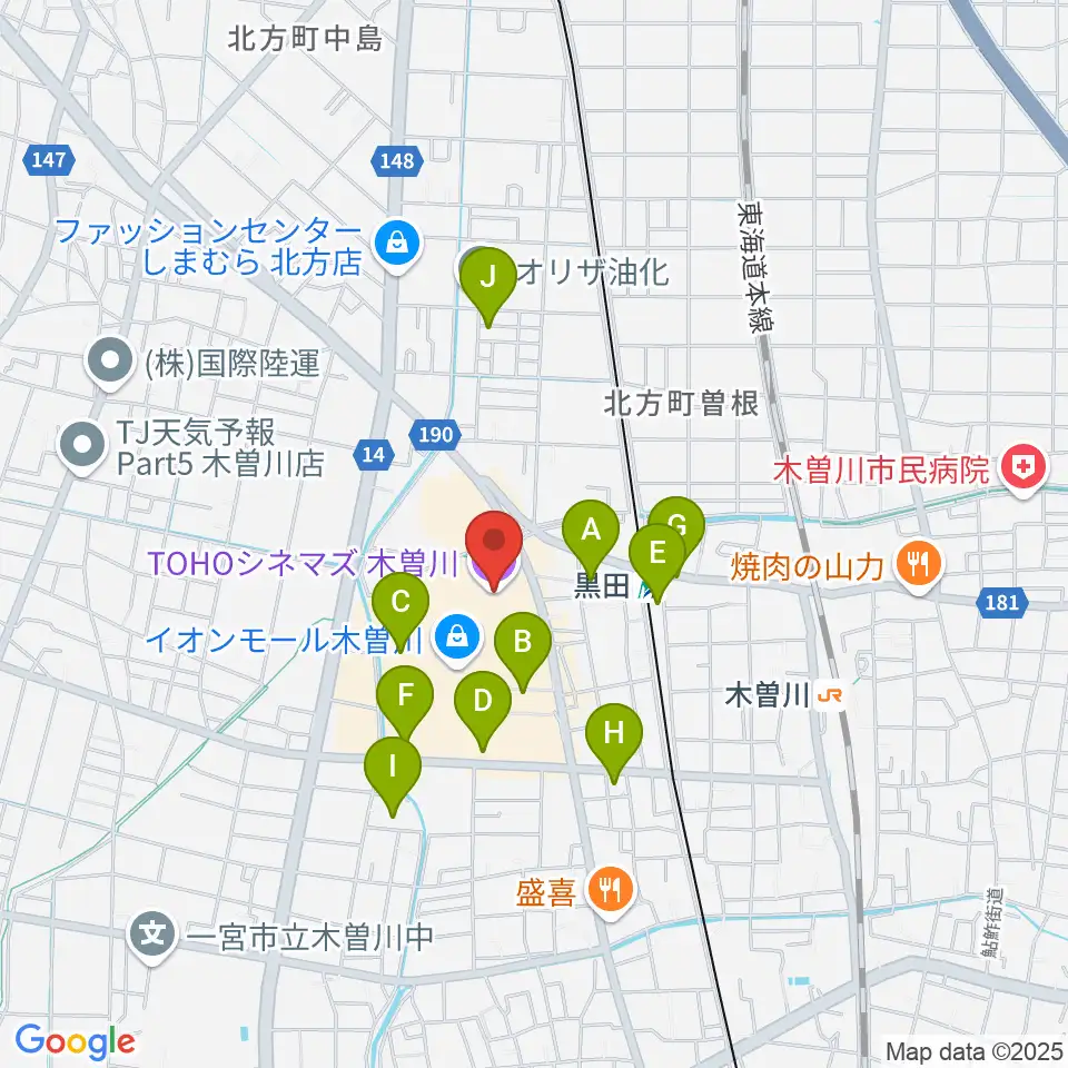 TOHOシネマズ木曽川周辺の駐車場・コインパーキング一覧地図