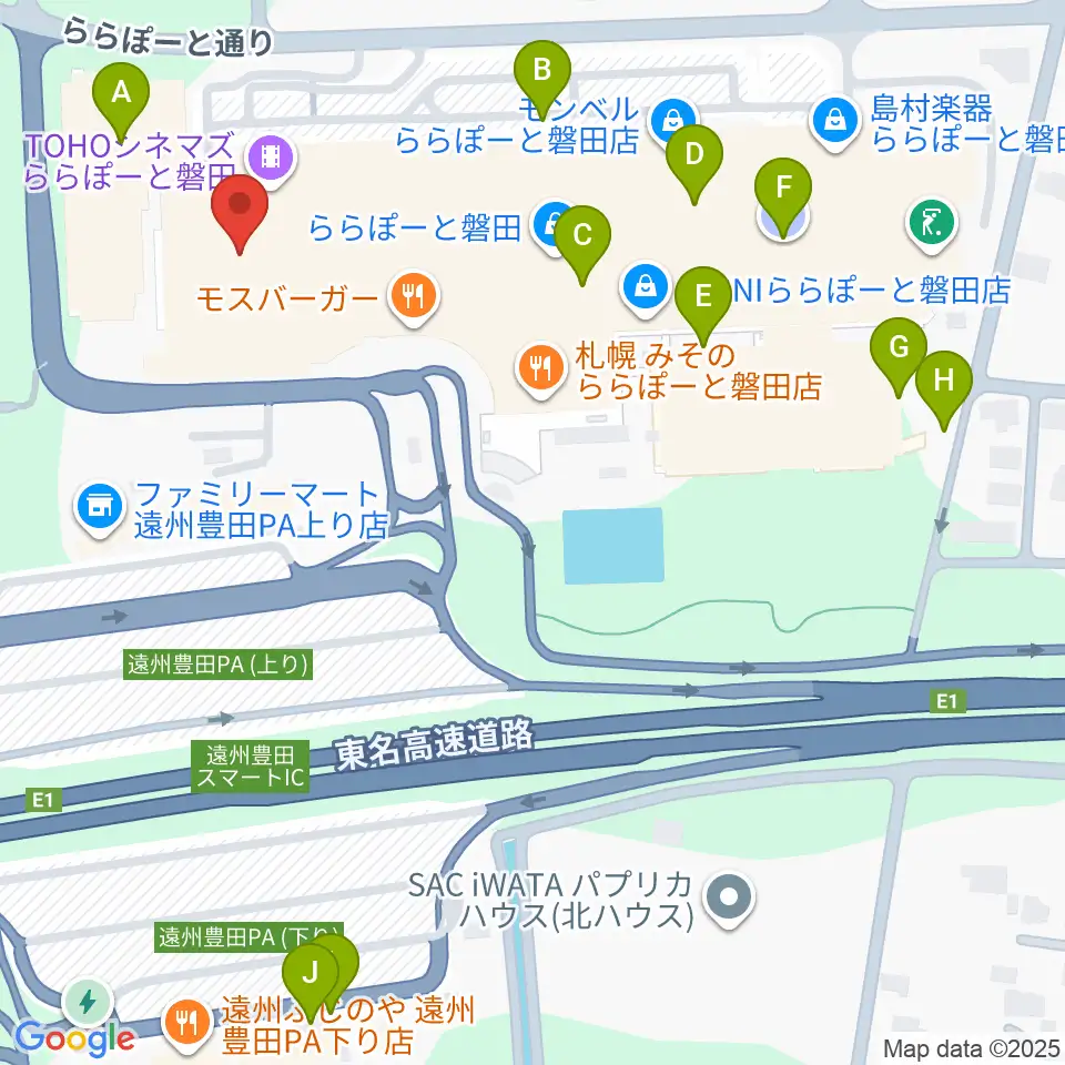 TOHOシネマズららぽーと磐田周辺の駐車場・コインパーキング一覧地図