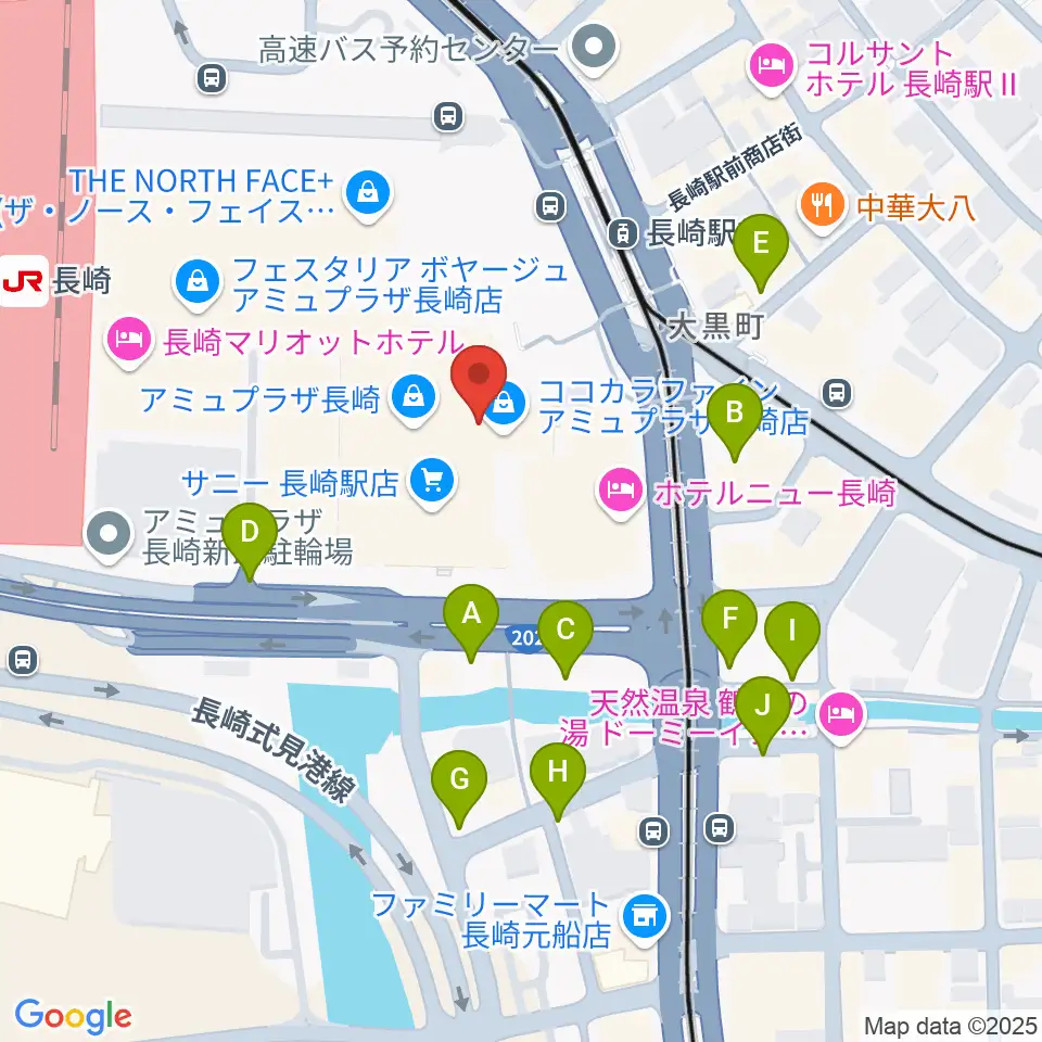 ローソン・ユナイテッドシネマ長崎周辺の駐車場・コインパーキング一覧地図