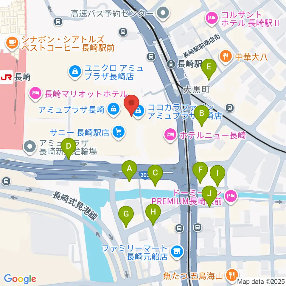 ローソン・ユナイテッドシネマ長崎周辺の駐車場・コインパーキング一覧地図