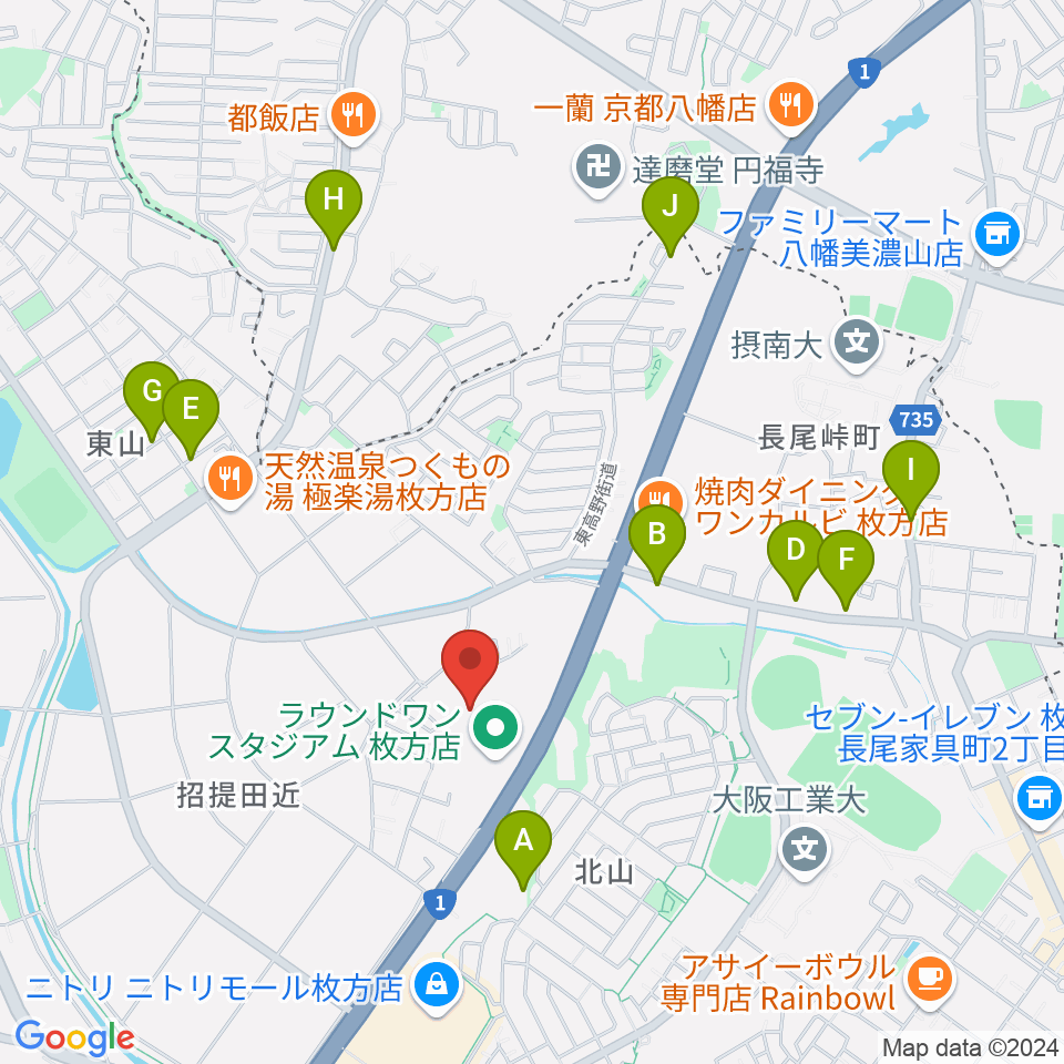 ユナイテッド・シネマ枚方周辺の駐車場・コインパーキング一覧地図