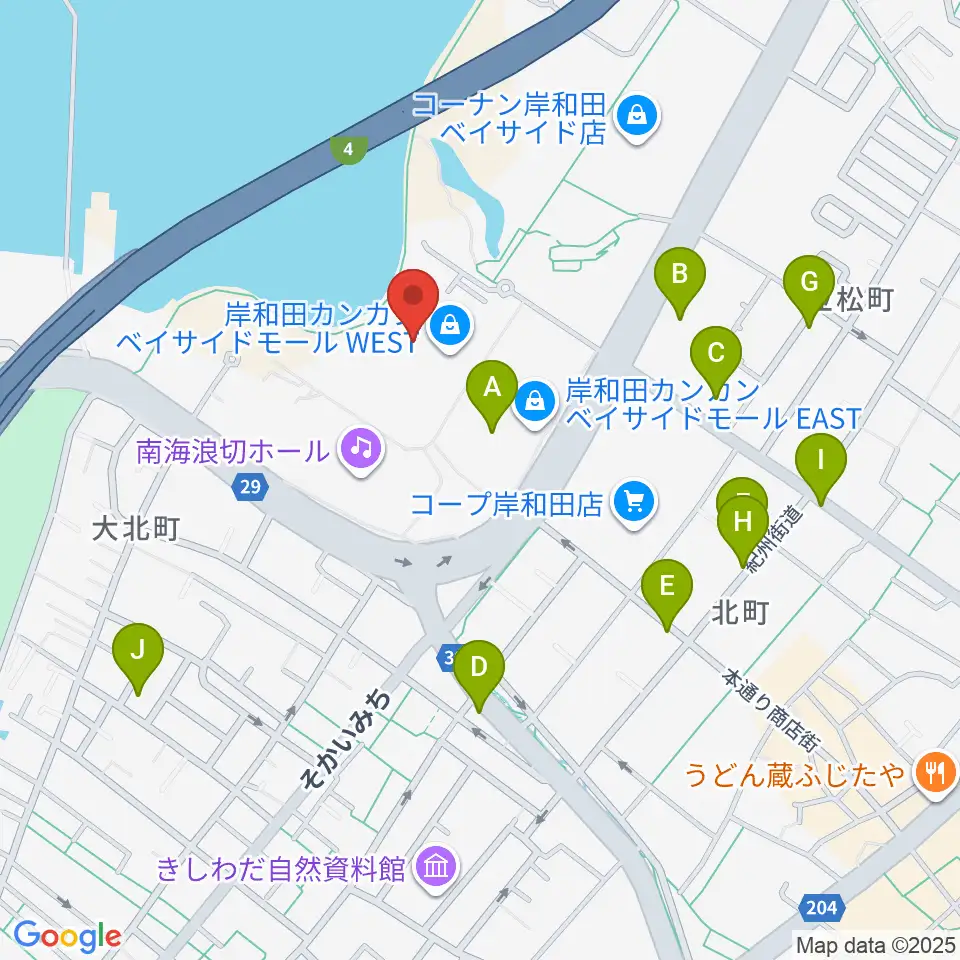ユナイテッド・シネマ岸和田周辺の駐車場・コインパーキング一覧地図