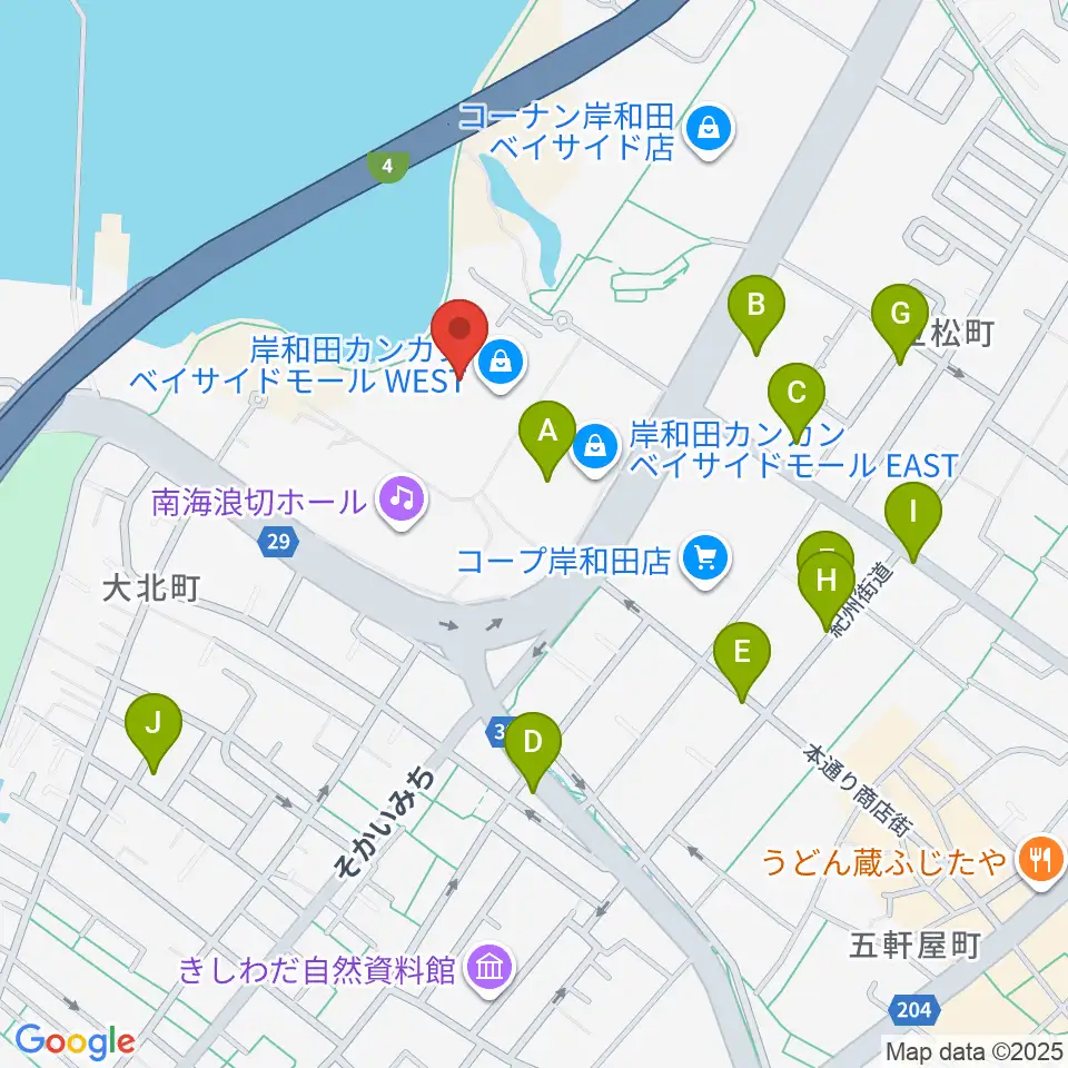 ユナイテッド・シネマ岸和田周辺の駐車場・コインパーキング一覧地図