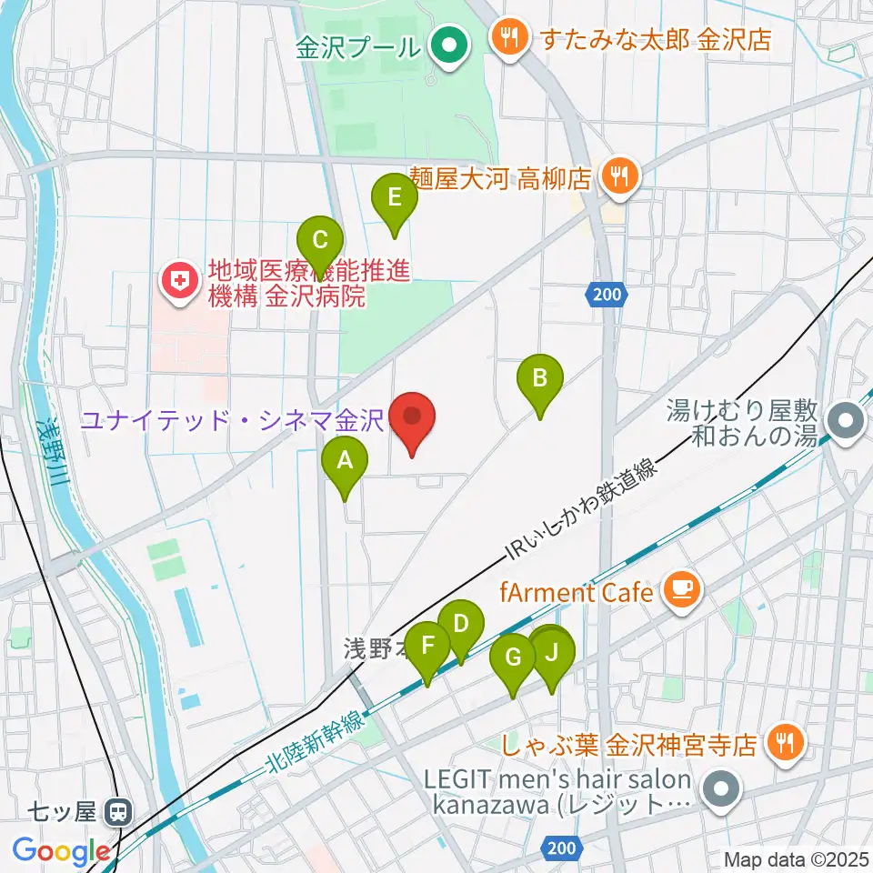 ユナイテッド・シネマ金沢周辺の駐車場・コインパーキング一覧地図