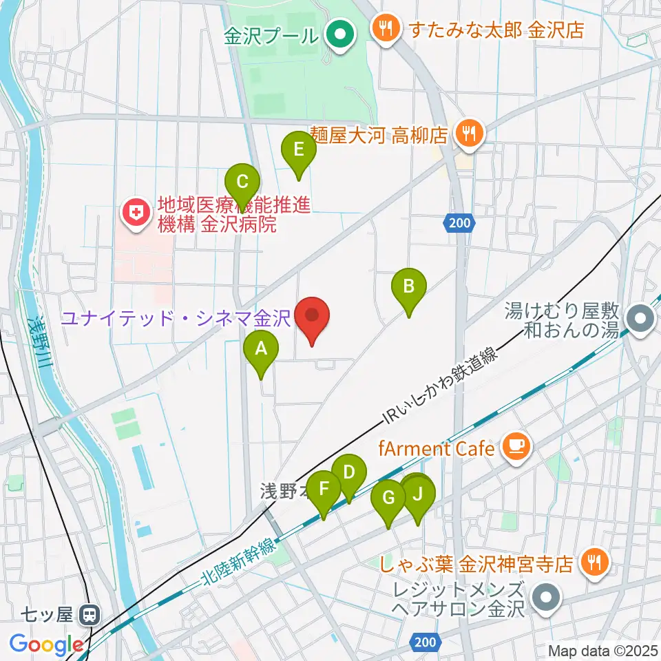 ユナイテッド・シネマ金沢周辺の駐車場・コインパーキング一覧地図