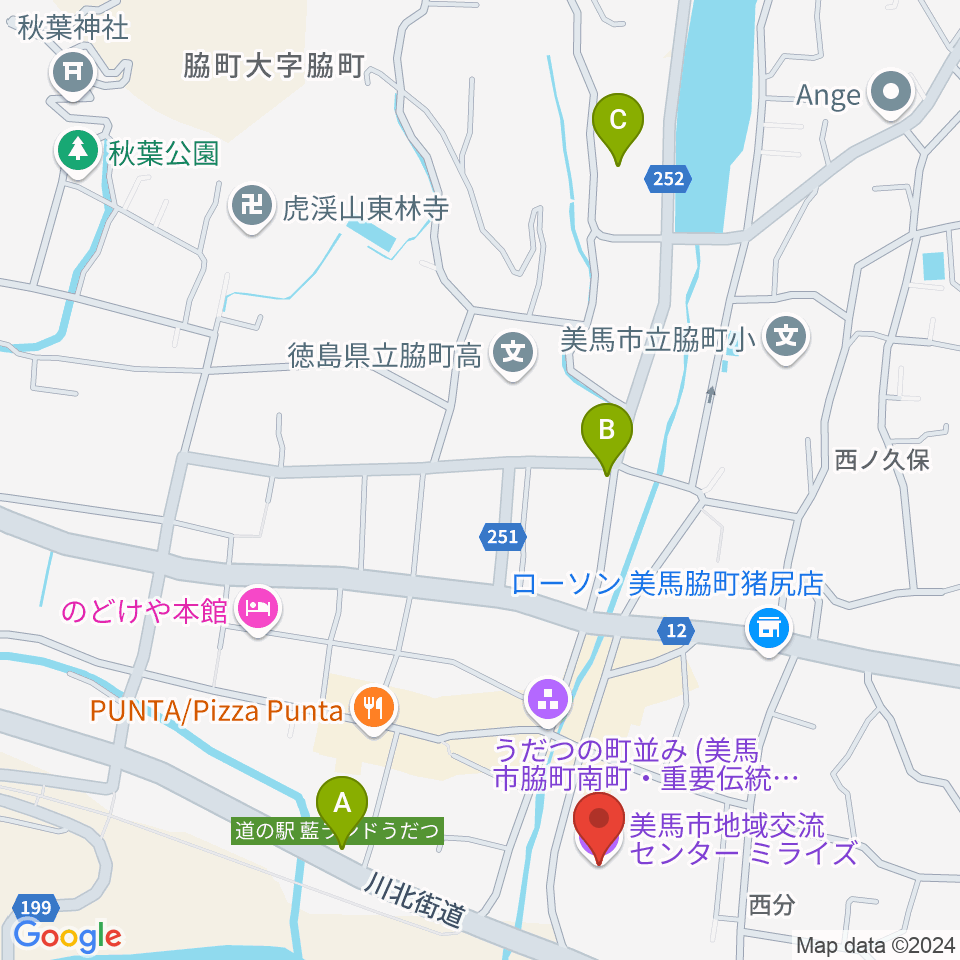 美馬市地域交流センター ミライズ周辺の駐車場・コインパーキング一覧地図