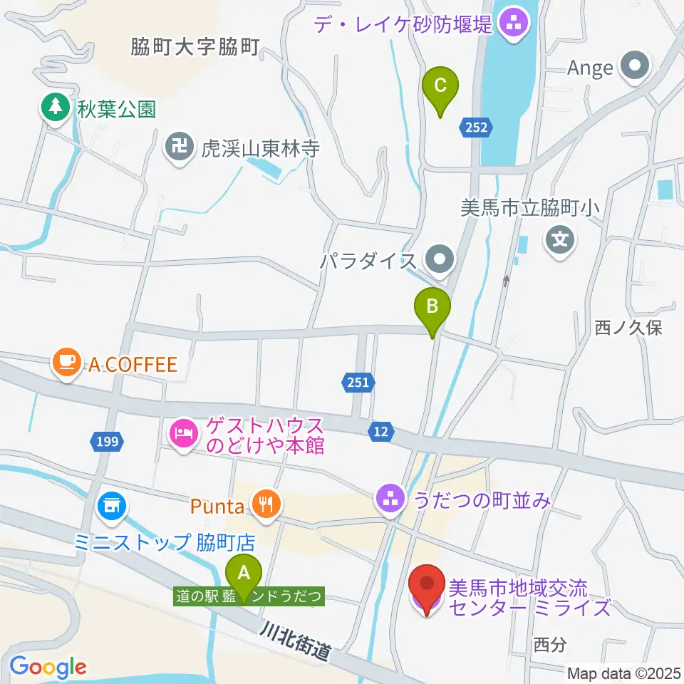 美馬市地域交流センター ミライズ周辺の駐車場・コインパーキング一覧地図