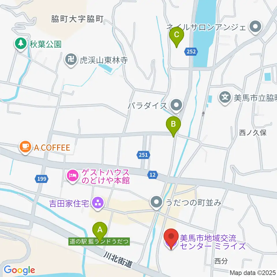 美馬市地域交流センター ミライズ周辺の駐車場・コインパーキング一覧地図