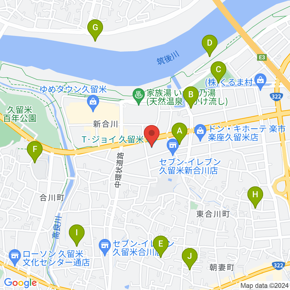 T・ジョイ久留米周辺の駐車場・コインパーキング一覧地図