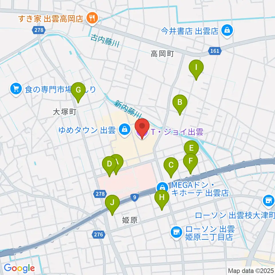 T・ジョイ出雲周辺の駐車場・コインパーキング一覧地図