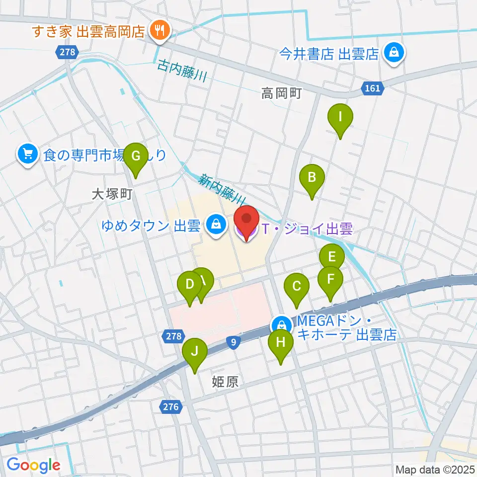 T・ジョイ出雲周辺の駐車場・コインパーキング一覧地図
